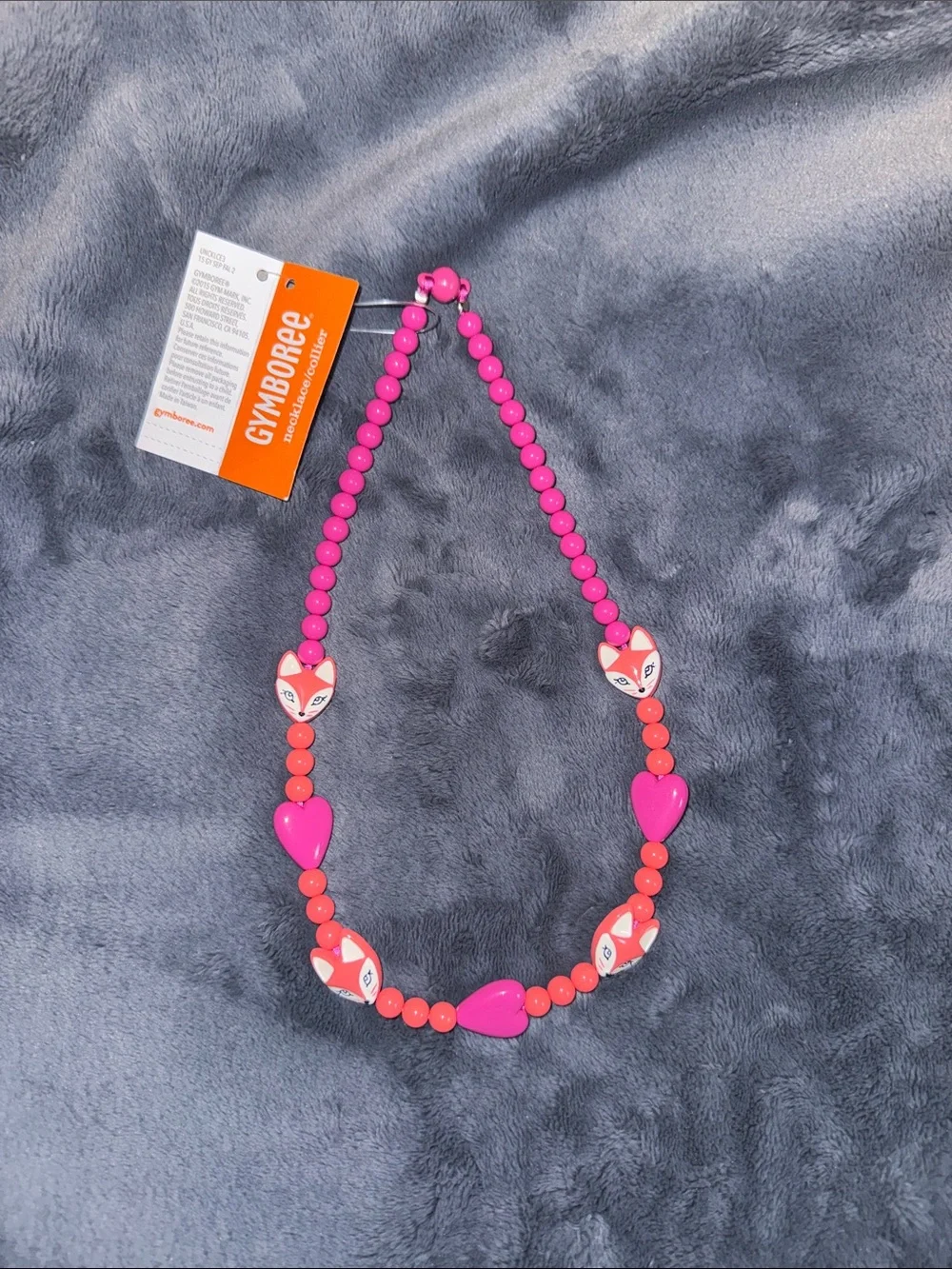 Gymboree Bright Pink Beaded Necklace and Matching Bracelet Set